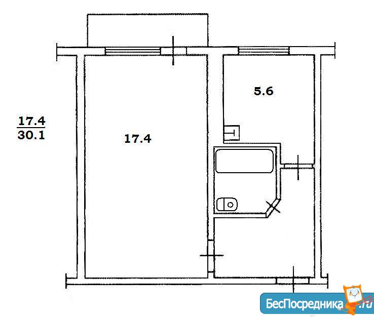 Схема однокомнатной квартиры в хрущевке